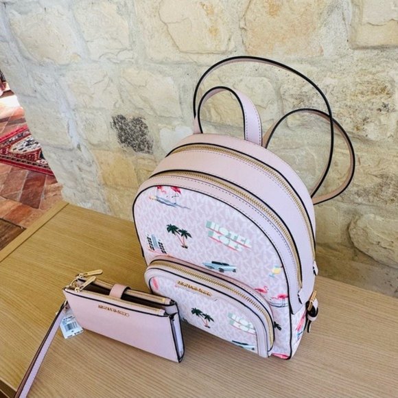 Michael Kors Jaycee medium zip signature zip backpack&wallet NWT authentic - Picture 11 of 13